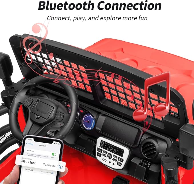 2 Seater Ride on Car Toy, 12V Electric Car for Kids 4-8 with Remote Control, Capacity 110 lb, LED Light - Red