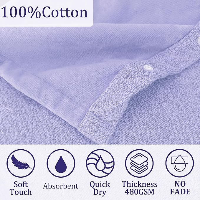 VOOVA & MOVAS Baby Hooded Poncho Towel with Bear Ear, 0-3Years | 100% Cotton, Ultra-Soft & Absorbent | Gentle for Sensitive Skin, Bath, Pool Towel for Toddler | Newborn (Purple)