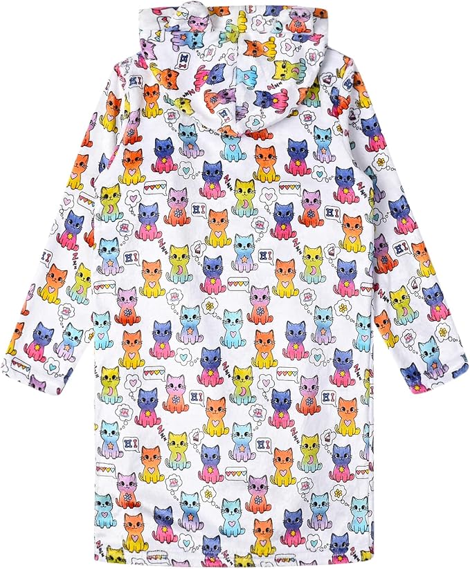 CHILDRENSTAR Girls Robe Kids Cat Bathrobes Plush Soft Fleece Pajamas Sleepwear