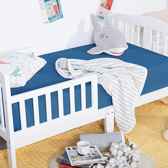 NTBAY 2 Pack 100% Brushed Microfiber Fitted Crib Sheet, Super Soft and Cozy 28x52 Crib Sheet for Standard Crib and Toddler Mattresses, Boys, Girls, Unisex, Royal Blue, 28x52 Inches