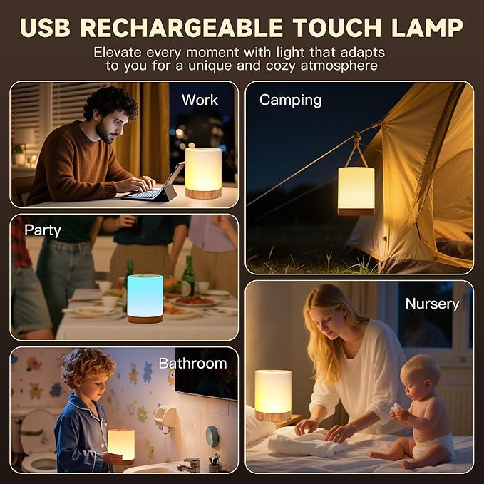 Yonito Night Light for Baby Nursery, 64 Colors Changing Touch Dimmable Night Lamp for Kids, Rechargeable Nursery Light with Timer, Portable Baby Night Light for Breastfeeding