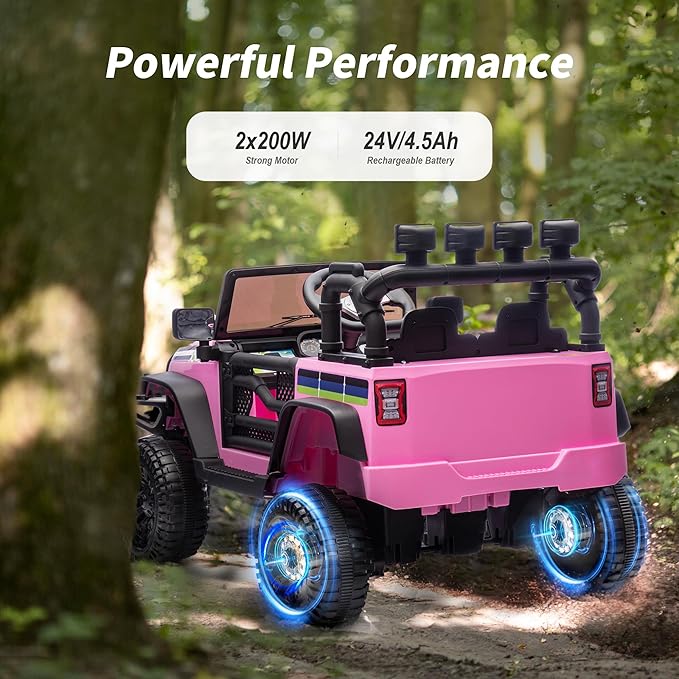 24V Kids Ride on Car, Kids Electric Vehicles Car Ride on Toy Truck for Toddlers 3-5 w/Remote Control, 400W Motor - Light Pink