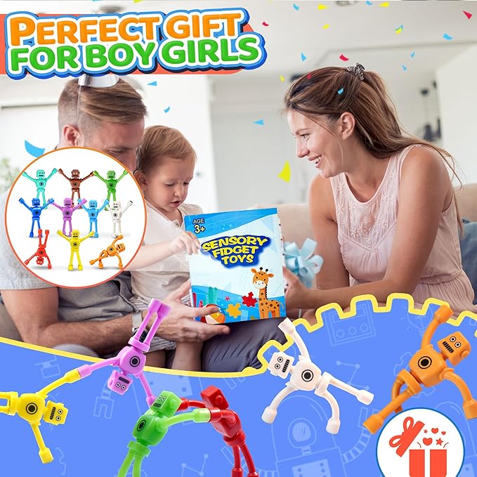 Valentines Day Gift for Kids Toddlers Boys 5PC Magnetic Robot Men Travel Toys Airplane Road Trip Car Travel Activities Essential Cool Magnet People Fidgets Classroom for Boy 3 4 5 6 7 8 Year Old