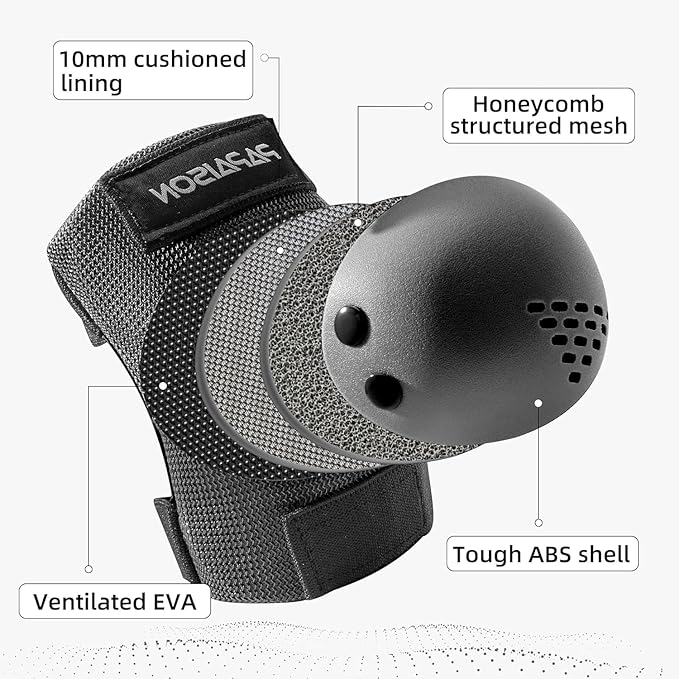PAPAISON Kids/Youth Knee Pad, Elbow Pads & Wrist Guards for Inline Skating Bike Cycling Skateboard Scooter, 3 in 1 Protective Gear Set for Girls Boys Adult