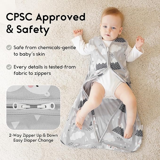 Yoofoss Baby Sleep Sack 12-18 Months 0.5 Tog Wearable Blanket for Baby, 3 Pack 100% Organic Cotton Infant Toddler Sleeping Sack 2-Way Zipper Lightweight Sleep Sack