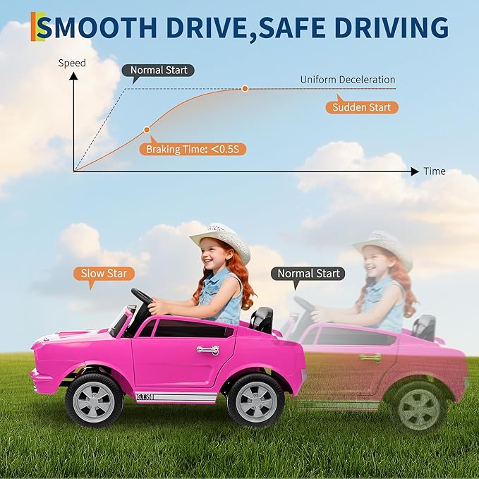 12V Ride on Car for Kids, Licensed Shelby GT350 Electric Toy with Parent Remote Control, 3 Speeds, LED Headlights, Music & Safety Belt for Toddlers