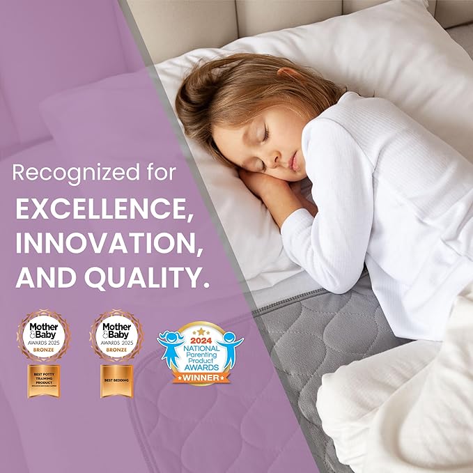 Lynmark® 2X Toddler Potty Training Bed Pads - Soft Waterproof Bedwetting Pee Protector Mat for Kids - Multi-Layer Non-Slip Washable Incontinence Mattress Sheet Absorbs Up to 2000ml - 33" x 27", Grey
