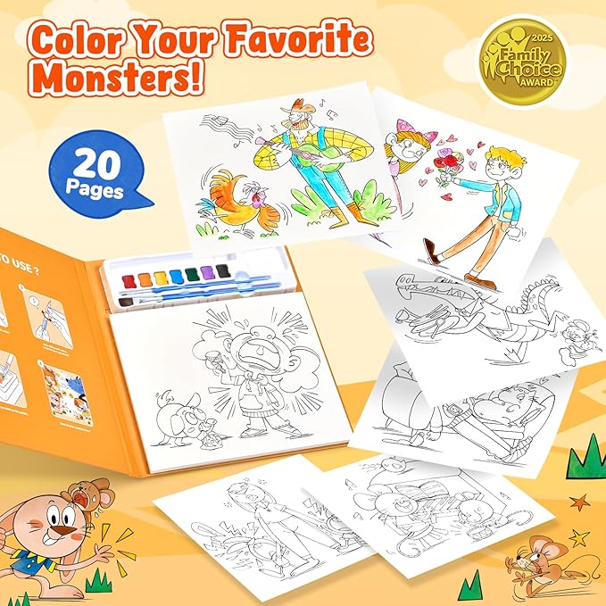 JoyCat Paint with Water Coloring Books for Toddlers, Watercolor Painting Sets for Kids Ages 3-5 4-8, Arts and Crafts Drawing Activities Toy Birthday Gift for Boys Girls (Comics)