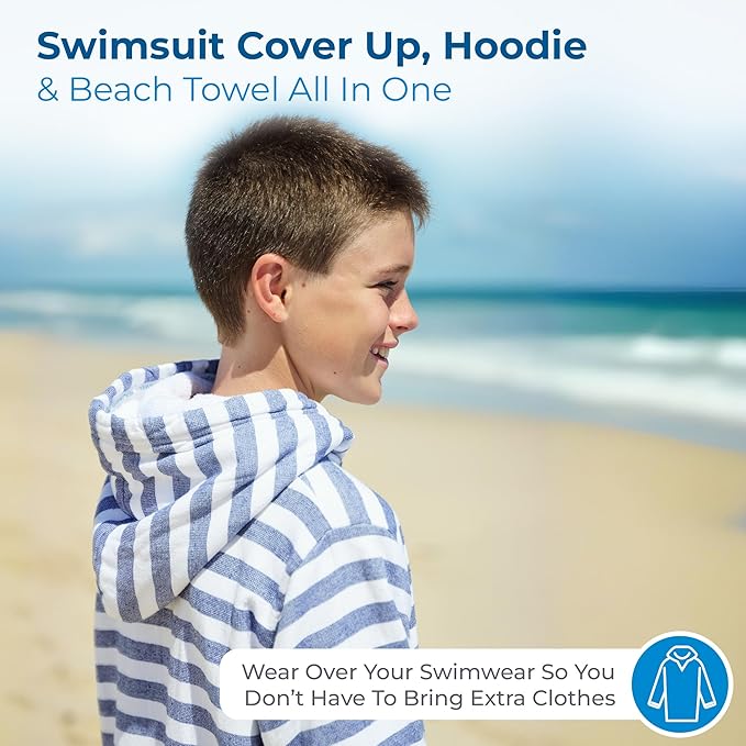 SAMMIMIS Kids Bathrobe & Hooded Towels for Kids - Soft Turkish Bath Towels with Terry Lining, Zip & Pockets - Gift Idea
