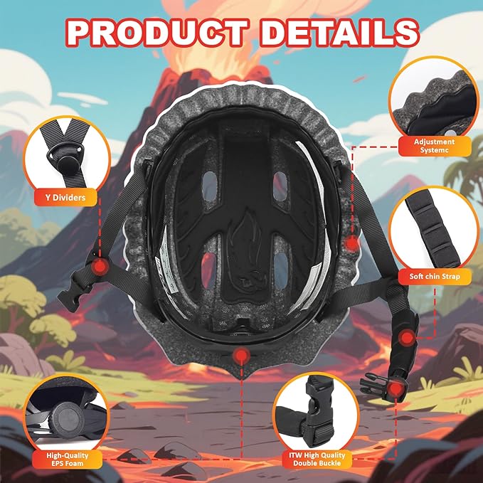 Toddler Kids Bike Helmet,3D Dinosaur Helmets for Boys Girls Infant/Baby to Children 1/2/3/4/5/6/7/8 Years Old Lightweight Adjustable Multi-Sports Bicycle Scooter Skateboard Skating Cycling