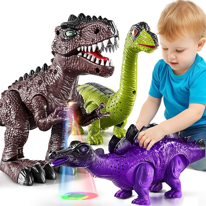 Dinosaur Toys for Kids 3 4 5 6 7 8 Years Old - Electronic Walking Dinosaur Figures for Boys 4-7 5-7, Toddler Boys Toys Set for Kids 3-5 with Sound Light, Birthday Gifts