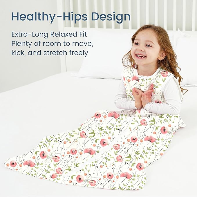 Toddler Sleep Sacks 2T-3T-4T, 0.5 TOG Light Summer Wearable Blankets, Extra Long XL Sleeping Bags, 2 Pack