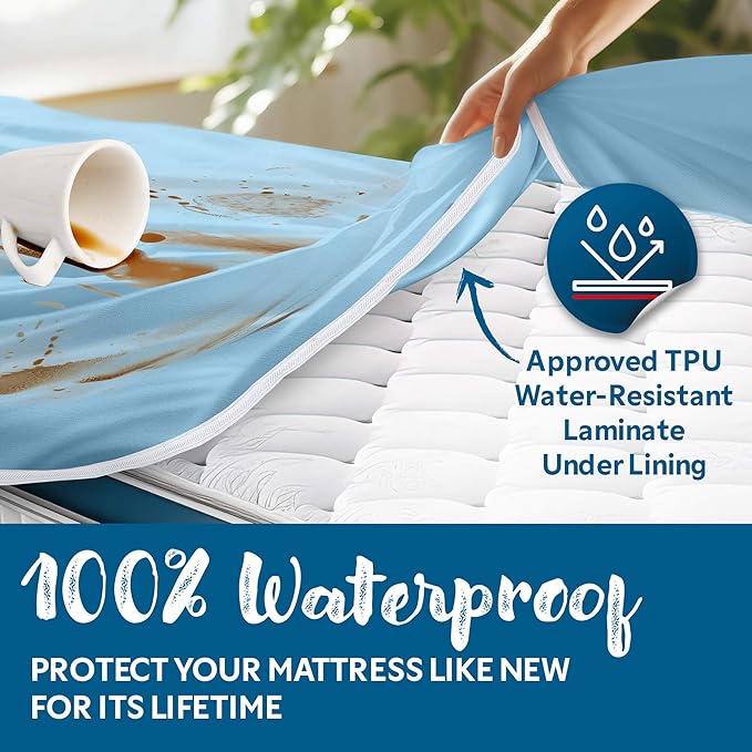Guardmax Jersey Knitted Short Queen Zippered Mattress Encasement - Waterproof & Bed Bug Proof Mattress Protector - Comfortable, Soft, and Noiseless Zippered Bedding - Dust Mite Proof (60 x 75 x 12)