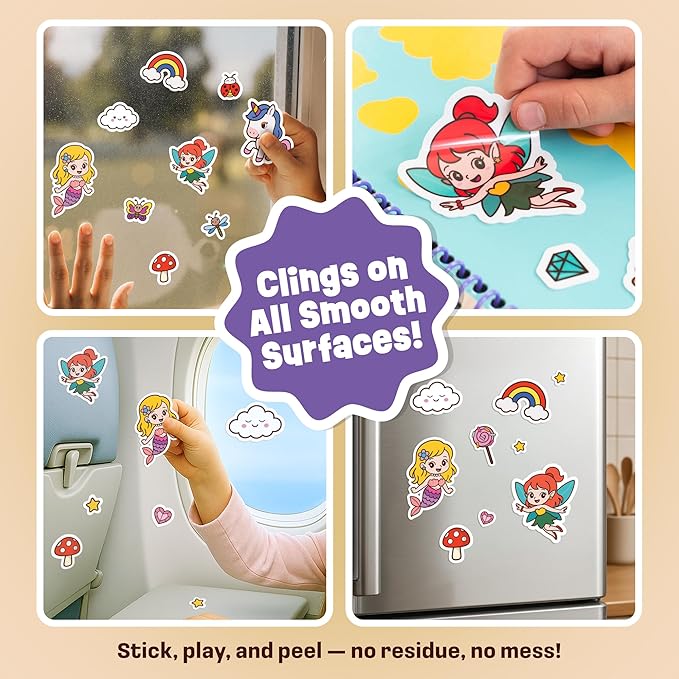 Unicorn Sticker Book - 50 Reusable Stickers for Girls - Unicorn Toys for Ages 3-5, No Mess Travel Activities, Girls Easter Basket Stuffers & Gift Ideas - Reusable Sticker Books for Toddlers 1-3 2-4
