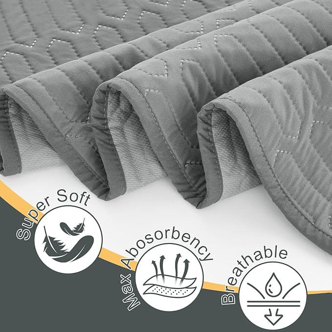 Incontinence Bed Pads, 24x36 Inch Washable Underpads - Multi-Use Pee Pads for Kids, Adults & Elderly Assistance, Waterproof Mattress Pads for Cribs, Pet Training, Couches & Travel