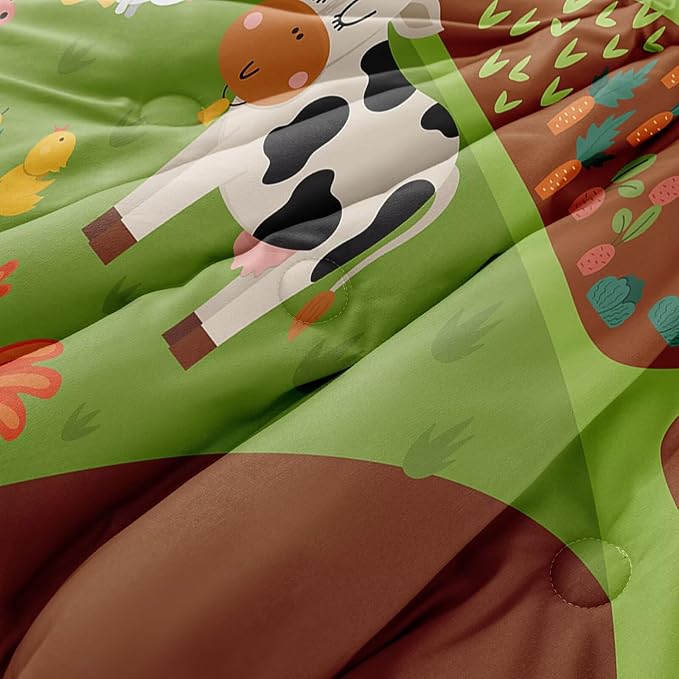 4 Pieces Toddler Bedding Set for Boys Girls,Farmhouse Farm Animal Toddler Comforter Set Bed in a Bag Includes Comforter, Flat Sheet, Fitted Sheet and Pillowcase