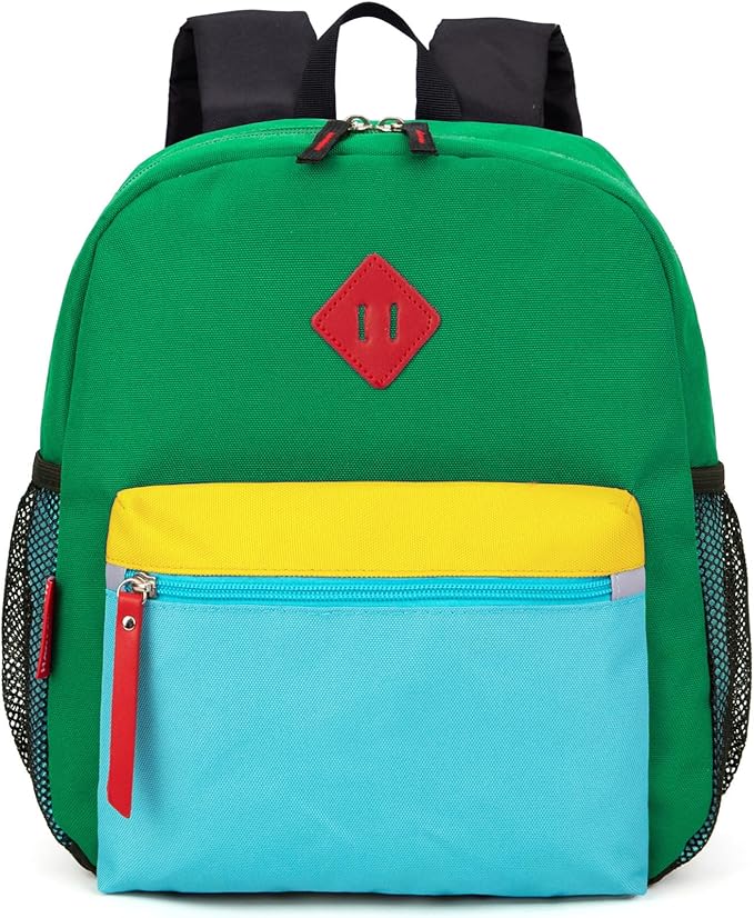 HawLander Little Kids Backpack for Boys or Girls, Toddler School Bag Fits 3 to 6 years old, Green, 12 Inch