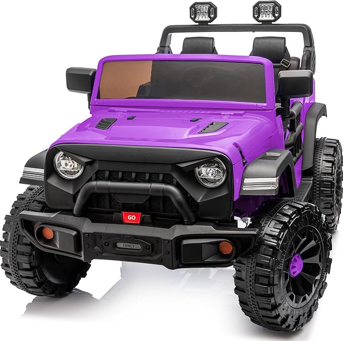 2 Seater Ride on Car Toy, 24V 4WD Electric Car for Kids 4-8 with Remote Control, 4x200W Motors, Capacity 150 lb - Purple