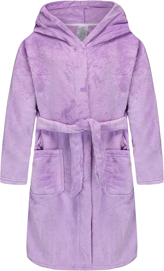 Kid Fleece Hooded Robes Girls Bathrobes Boys Soft Plush Sleepwear Toddler Fuzzy Pajamas