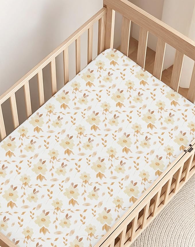 Crib Sheets for Boys and Girls, 2 Pack Fitted Baby Sheets for Standard Toddler Mattress 28" x 52", Soft Breathable Jersey Knit Baby Bedding (Daisy Check)