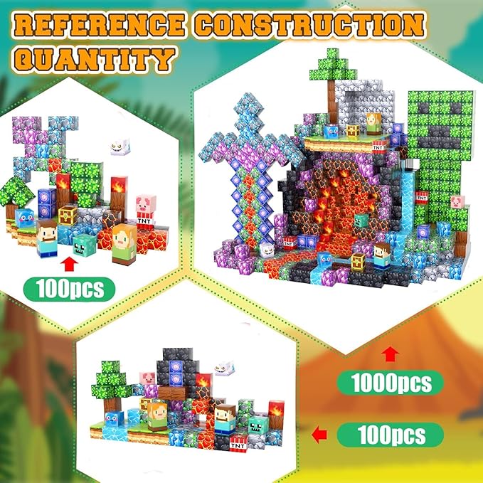 100 PCS 0.8 Inch Magnetic Blocks - Build Mine Magnet World Set, Magnets Building Toys for Kids Ages 3-5 6-8, Supplies Birthday Party Gifts for 3+ Year Old Boys Girls, STEM Sensory Toys for Toddlers