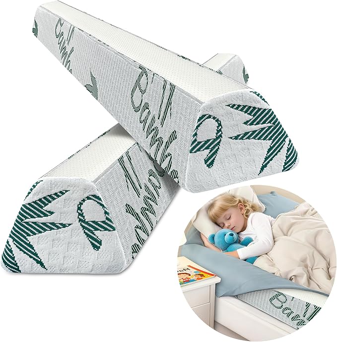 Baby Bed Bumpers for Toddlers, Foam Bed Guard Rail for Kids Bed Twin Full Queen King Size Bed, 2 Pack