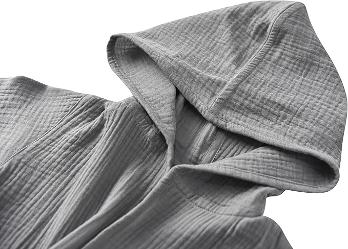 Organic Cotton Toddler Bathrobe, Soft and Breathable Baby Robe for Kid, Boy& Girl Hooded Robe Muslin