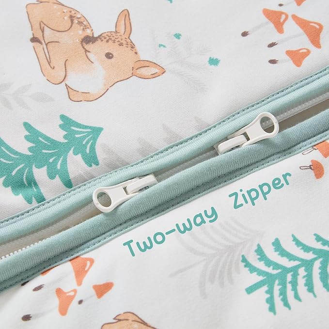 Baby Sleeping Bag 2.5 TOG Cotton Winter Sleep Sack for Newborn babies, Unisex Baby Wearable Blanket with Animal Patterns, Deer, L