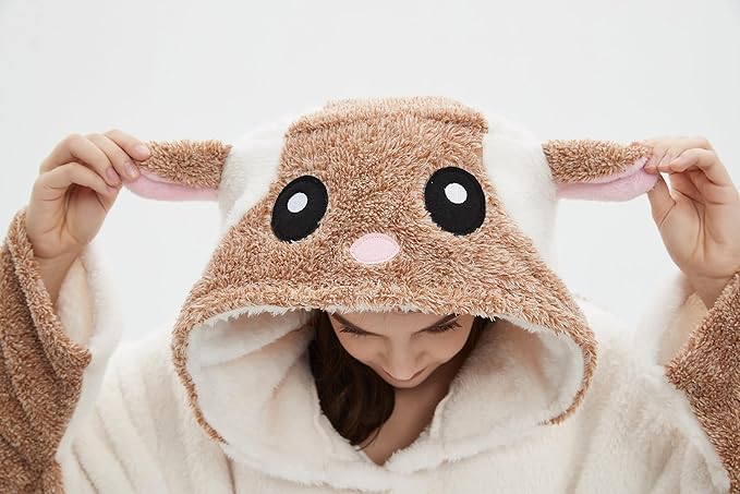 CuteOn Bathrobe for Women Soft Fleece Hooded Plush Loungewear