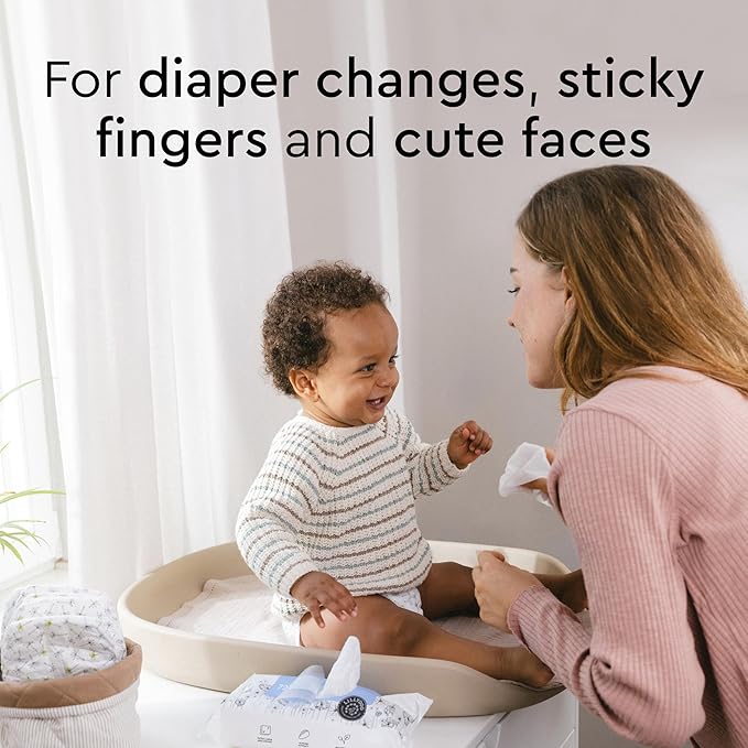 LILLYDOO Baby Wipes with 99% Water – Unscented, Hypoallergenic, Plant-Based, Strong & Plastic-Free, Compostable, 8 resealable Packs x 72 (576 Wipes Total)
