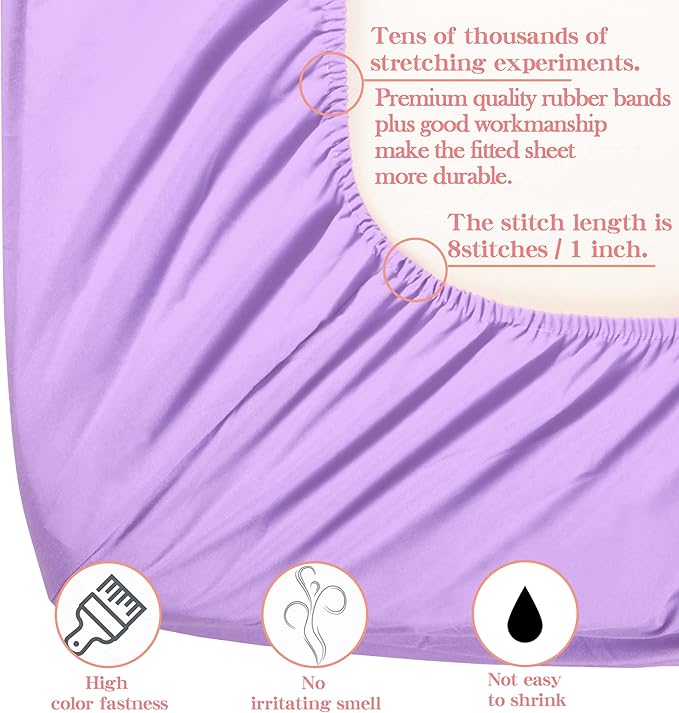 NTBAY Toddler Bedding Set - 4 Piece Soft and Breathable Crib Bedding Set for Boys and Girls, Includes Quilted Comforter, Fitted Sheet, Flat Top Sheet and Envelope Pillowcase, Lavender
