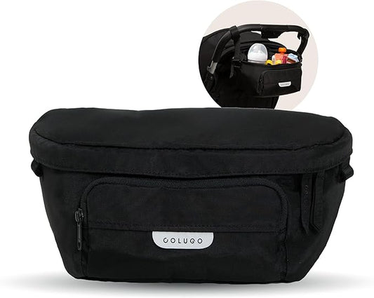 Colugo On-The-Go Stroller Organizer Insert with Zipper, Caddy with Cup Holder, Stroller Accessories for Parents specially designed to fit to your stroller with Non Slip Straps (Black)