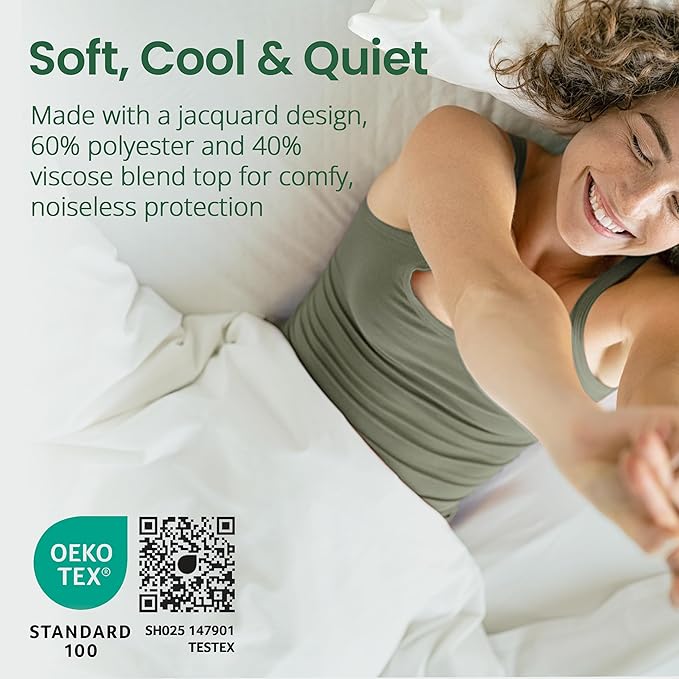 SafeRest Sleepure Waterproof Mattress Protector Twin XL Size - Viscose Derived from Bamboo - Fitted with Stretchable Pockets - Machine Washable Cotton Twin XL Mattress Cover for Bed