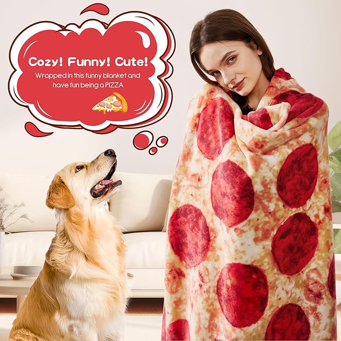 SeaRoomy Pizzas Blanket, Wrap Throw Food Blanket, Novelty Funny Flannel Round Blankets Funny Gifts for Teens Boys and Girls
