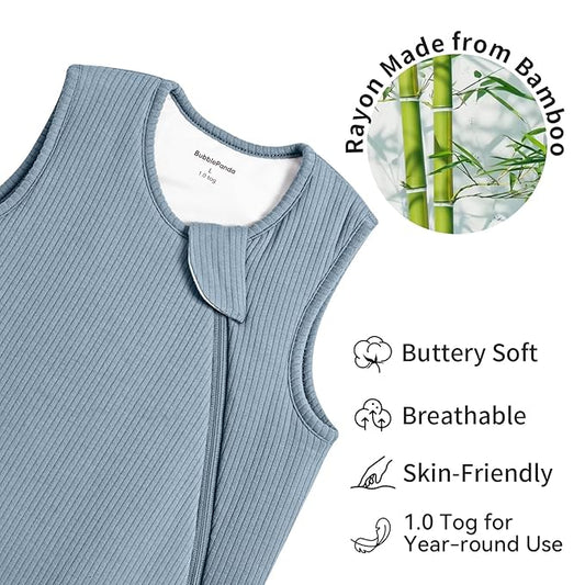 Rayon Made from Bamboo Sleep Sack 6-12 Months Supersoft Toddler Sleep Sack 1.0 Tog Breathable Baby Wearable Blanket with 2-Way Zipper Unisex Sleeping Bag for Babies