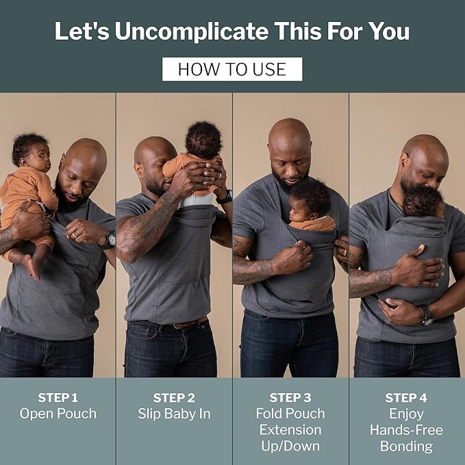 Lalabu The Dad Shirt | Hands-Free Baby Carrier for Dad with Kangaroo Pouch | Engineered for Bonding, Safety, & Comfort for Newborns Up to 15 Lbs. | CPSC Compliant