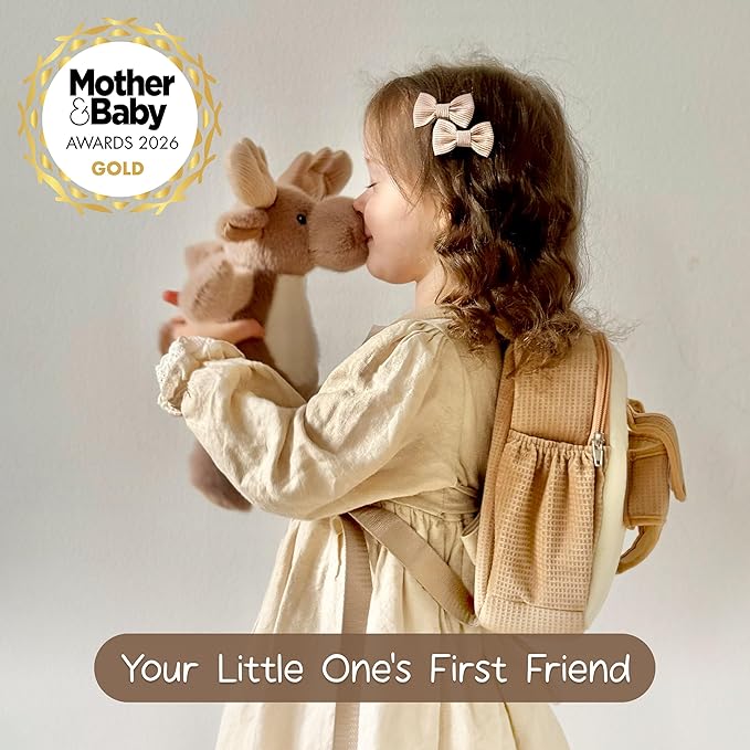 Moonkie Hug & Go™ Reindeer Toddler Backpack – Soft Plush Bag with Take-Along Toy for Kids Aged 2–4 | Ideal for Daycare | Travel & Birthday Gifts