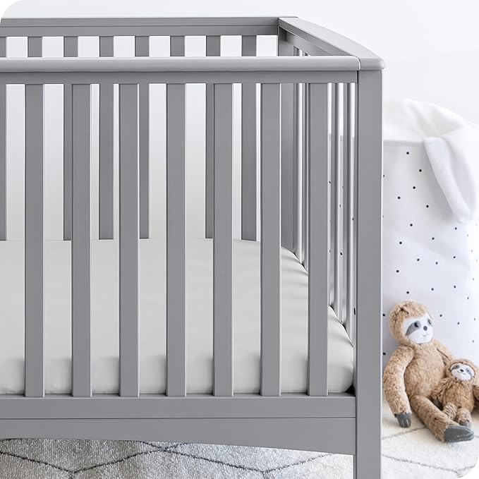Bare Home 2-Pack Fitted Crib Sheets - Premium 1800 Ultra-Soft Microfiber - Breathable - Baby Sheet - for Boys & Girls - Fits Standard Crib and Toddler Mattresses (Pink Slipper/Cloud Grey)