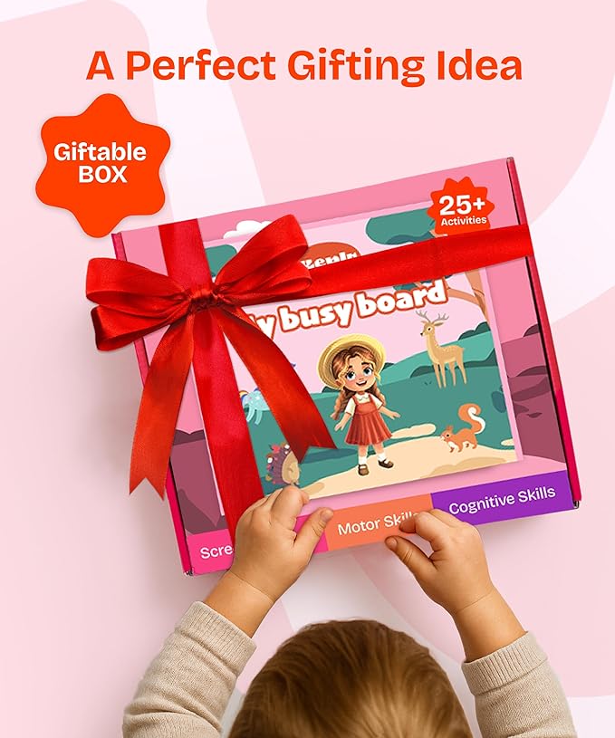 KEPLR Toddler Busy Board Montessori Toys for Toddlers 1-3 Year Old Educational Activity Book Board Sensory Travel Toys Ages 2-4 Preschool Learning Fine Motor Skills Toy Quiet Book Gift for Kids