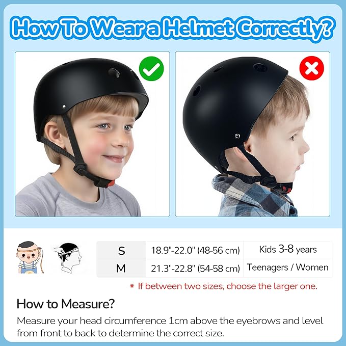 Kids Bike Helmet, Toddler Helmet for Youth Boys Girls Ages 3-14 Year Old, Adjustable Fit & Lightweight, Multi-Sport Safety for Skateboard Skating Bicycle Scooter Cycling