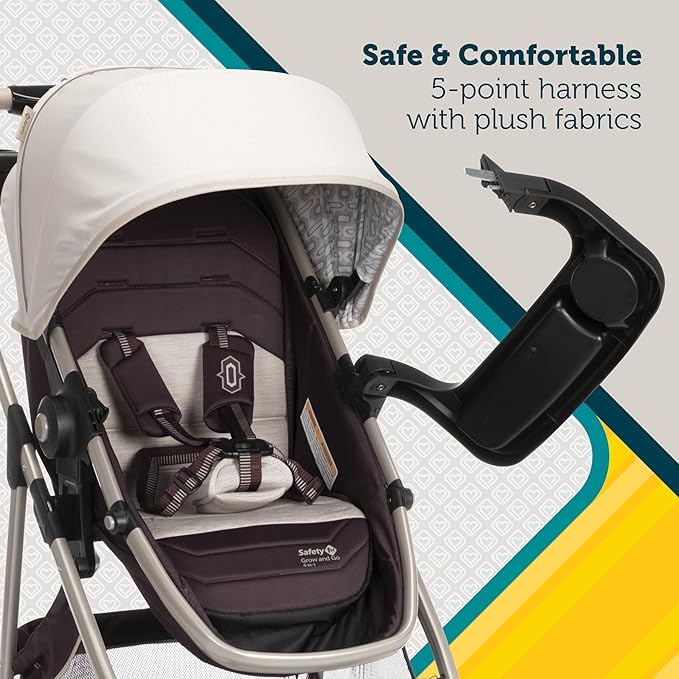 Safety 1st Deluxe Grow and Go Travel System Stroller and Car Seat Combo, 8-in-1 Car Seat, Weight Capacity 4-30 lbs, High Street