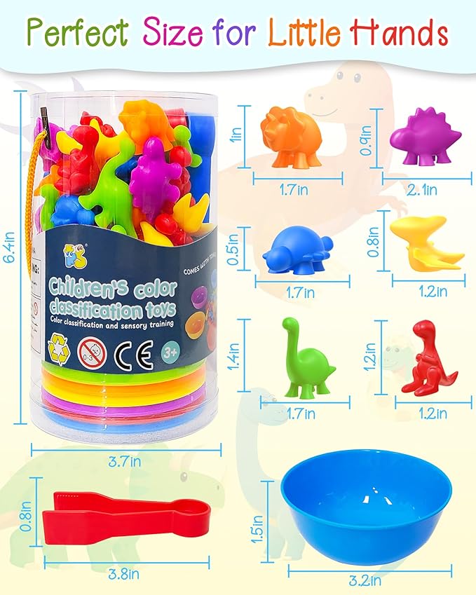 Yetonamr 48 Pcs Counting Dinosaurs Montessori Toys for 3 4 5 Years Old Boys Girls, Toddler Stocking Stuffers Preschool Learning Activities Toys for Kids Ages 3-5, 4-8, Birthday Gifts Sensory Toys