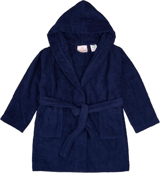 BAGNO MILANO Kids Organic Turkish Cotton Hooded Beach Cover-Up Towel, GOTS Certified, for Boys and Girls (Navy, 5-6 Years)