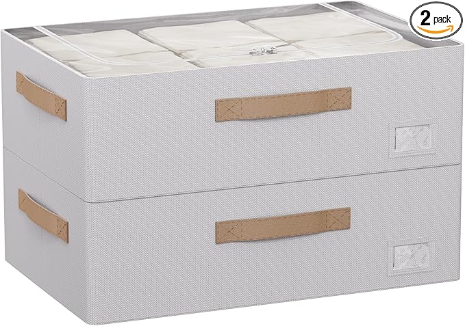 CYhom Underbed Storage Bins With Metal Frame, 10" High Under Bed Storage Containers, Large Capacity Under Bed Organizer Boxes (Grey, 23.6” L x 11.8” W x 10” H)
