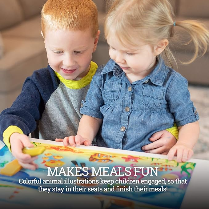 20 Pack Disposable Placemats for Baby, 3 Design Pack Baby Eating Mat, 12" x 18" Sticky Kids Placemats, Toddler Placemat for Restaurants, Plastic Kids Placemat for Dining Table
