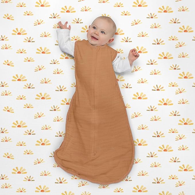 SwaddleDesigns Softest Cotton Muslin Fitted Crib Sheet, Toddler Sheet for Boys & Girls, Fits Standard Crib Mattress (28 x 52 inches), Watercolor Sunny Days