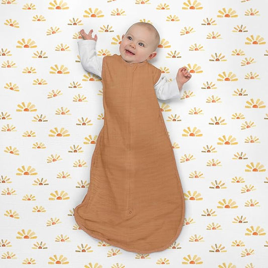 SwaddleDesigns Softest Cotton Muslin Fitted Crib Sheet, Toddler Sheet for Boys & Girls, Fits Standard Crib Mattress (28 x 52 inches), Watercolor Sunny Days