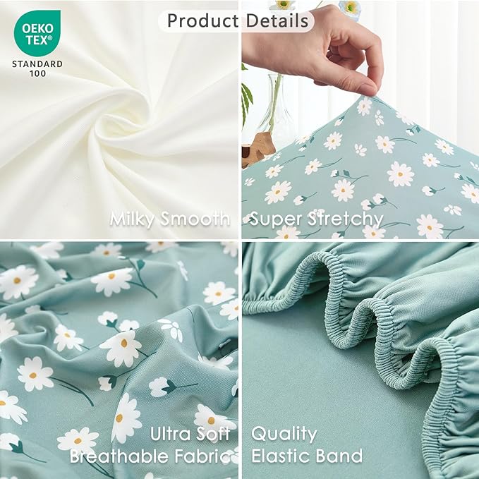3 Pack Soft Bassinet Sheets - 35"x20" Bedside Bassinet Sheets for for Newton, Ezebaby, AMKE(3 in 1) & Other Large Bedside Sleeper | Breathable & Skin Friendly Bassinet Fitted Sheets for Girls, Green