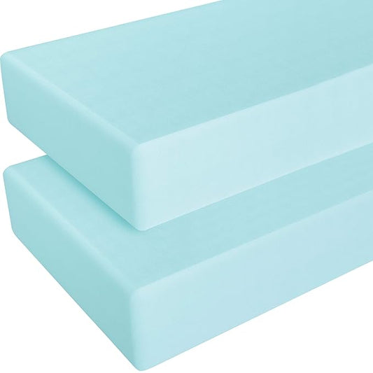 NTBAY 2 Pack 100% Brushed Microfiber Fitted Crib Sheet, Super Soft and Cozy 28x52 Crib Sheet for Standard Crib and Toddler Mattresses, Boys, Girls, Unisex, Aqua, 28x52 Inches