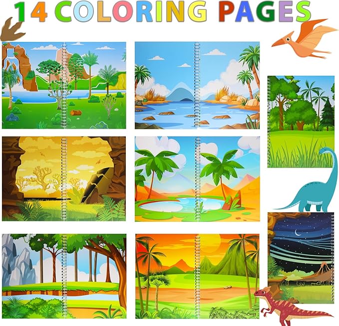 Reusable Sticker Book for Kids 1-3, Jelly Sticker Books for Toddlers 2-4 Years, Dinosaur Stickers for Kids, Toddler Stocking Stuffers＆Travel Essentials Plane Activities (Dinosaur)